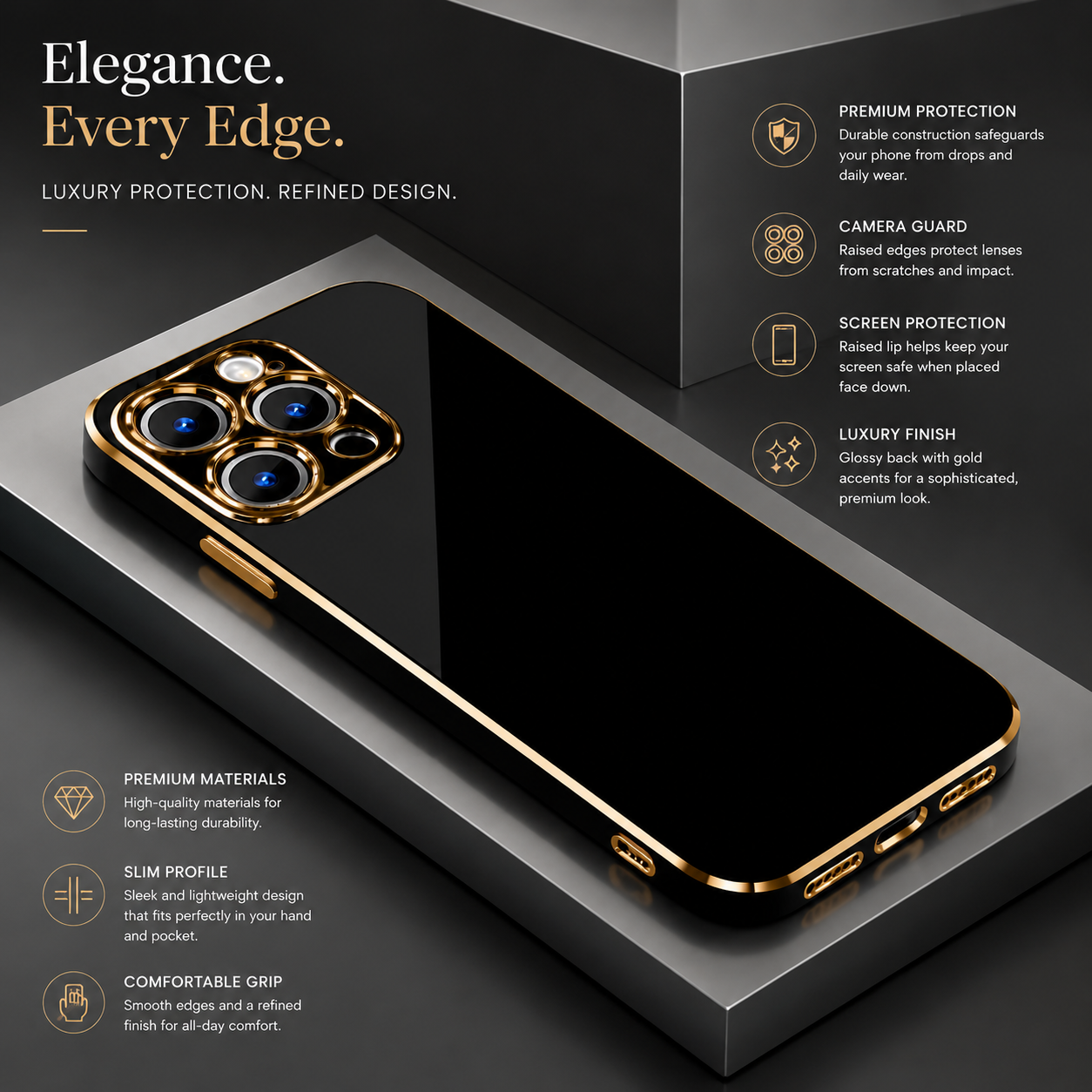 Premium iPhone Case MagSafe Compatible Silicone Glossy Square Texture Cover Shockproof Slim Protection
