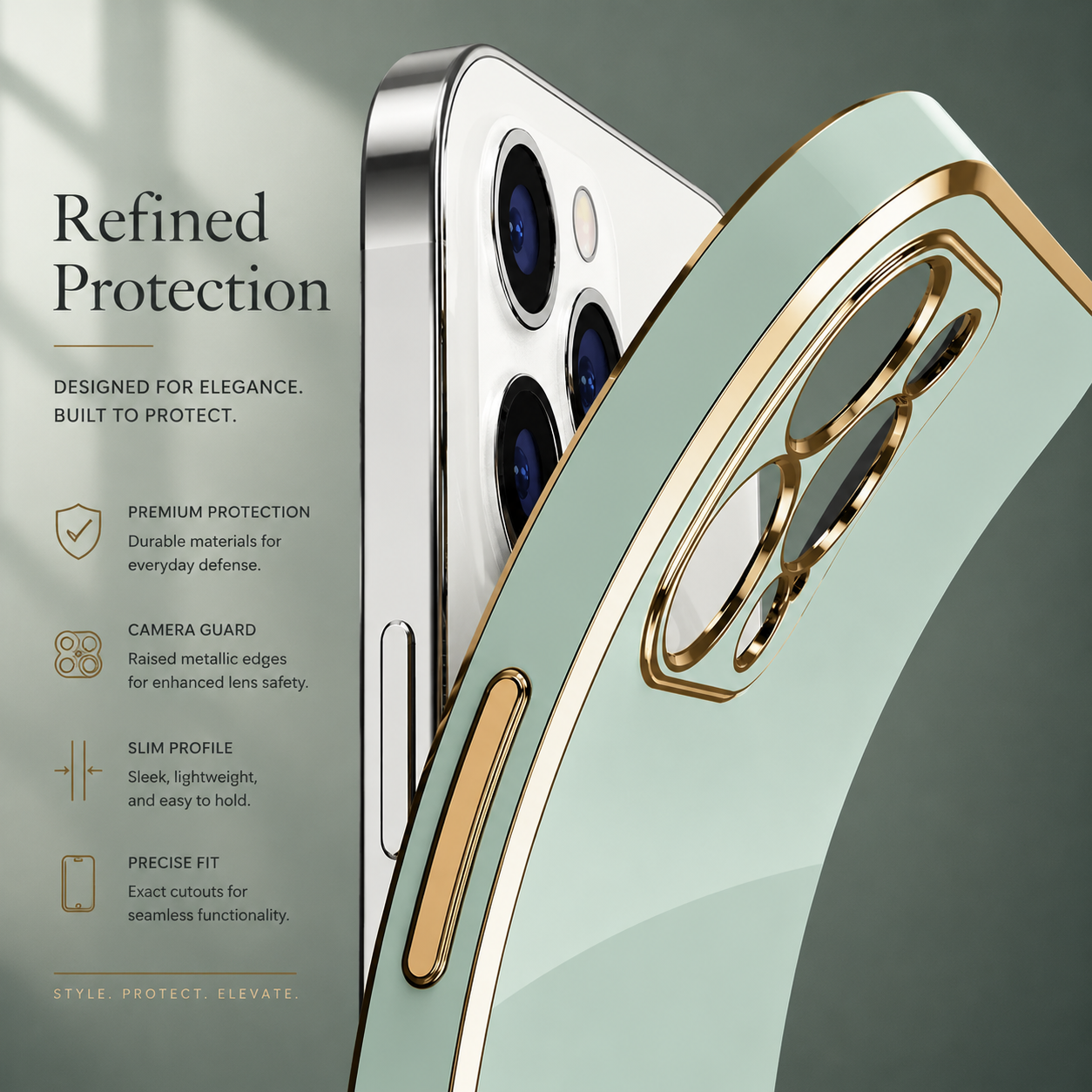 Premium iPhone Case MagSafe Compatible Silicone Glossy Square Texture Cover Shockproof Slim Protection