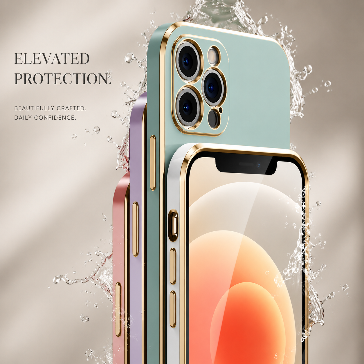 Premium iPhone Case MagSafe Compatible Silicone Glossy Square Texture Cover Shockproof Slim Protection