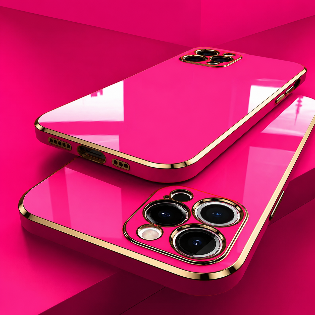 Premium iPhone Case MagSafe Compatible Silicone Glossy Square Texture Cover Shockproof Slim Protection