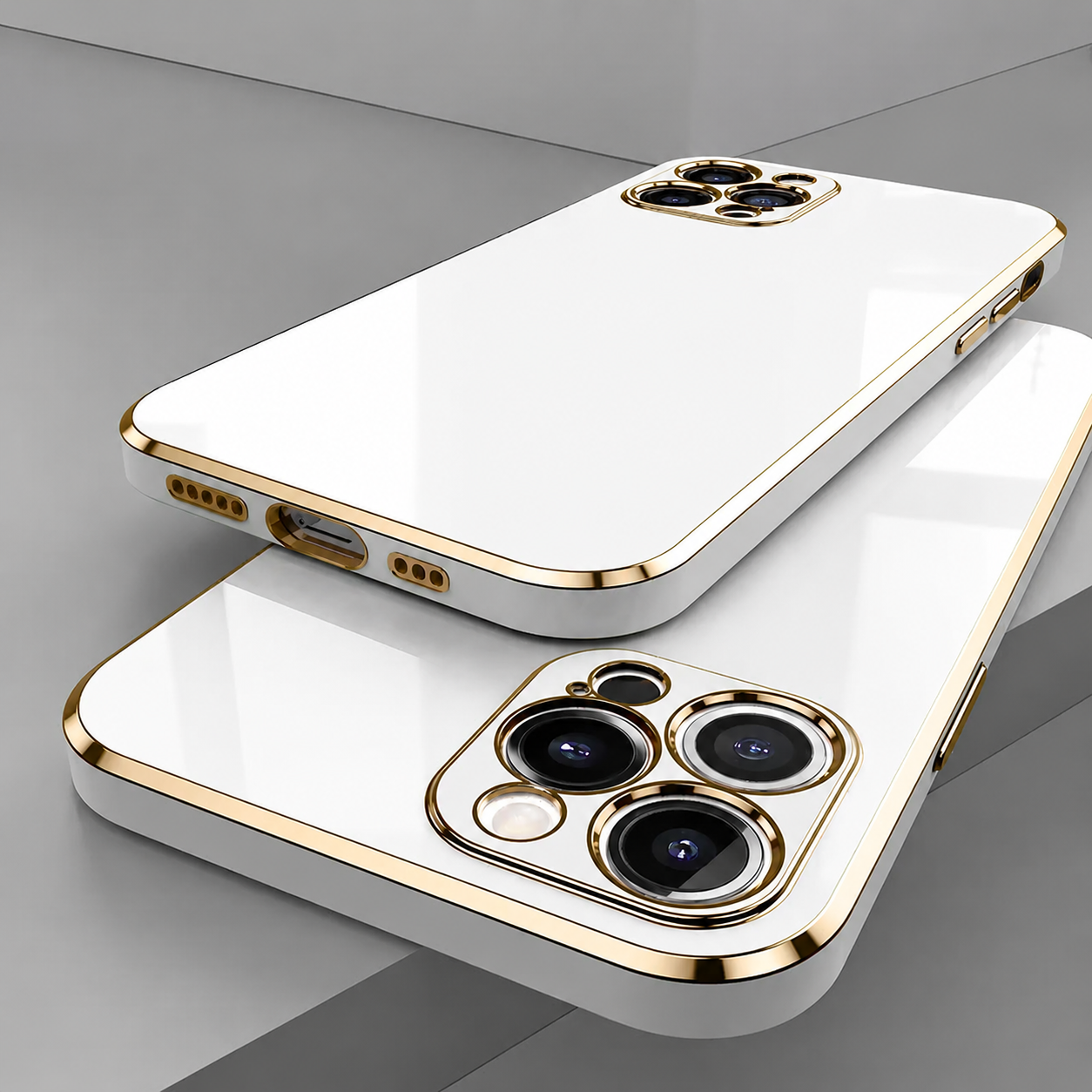 Premium iPhone Case MagSafe Compatible Silicone Glossy Square Texture Cover Shockproof Slim Protection