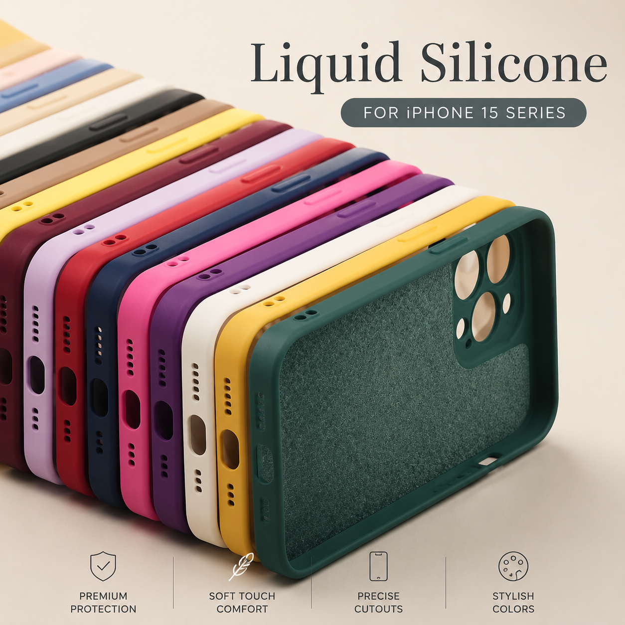 Premium iPhone Case MagSafe Compatible Square Liquid Silicone Cover Shockproof Slim Protection