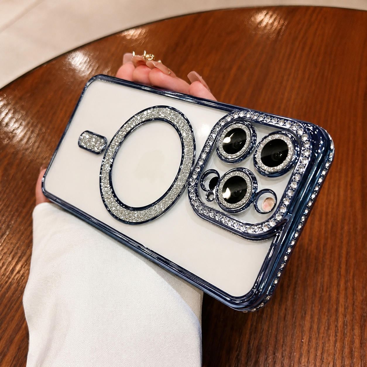 Premium iPhone Case MagSafe Compatible Transparent Glitter Diamond Cover Shockproof Bumper Ultra Thin Protection
