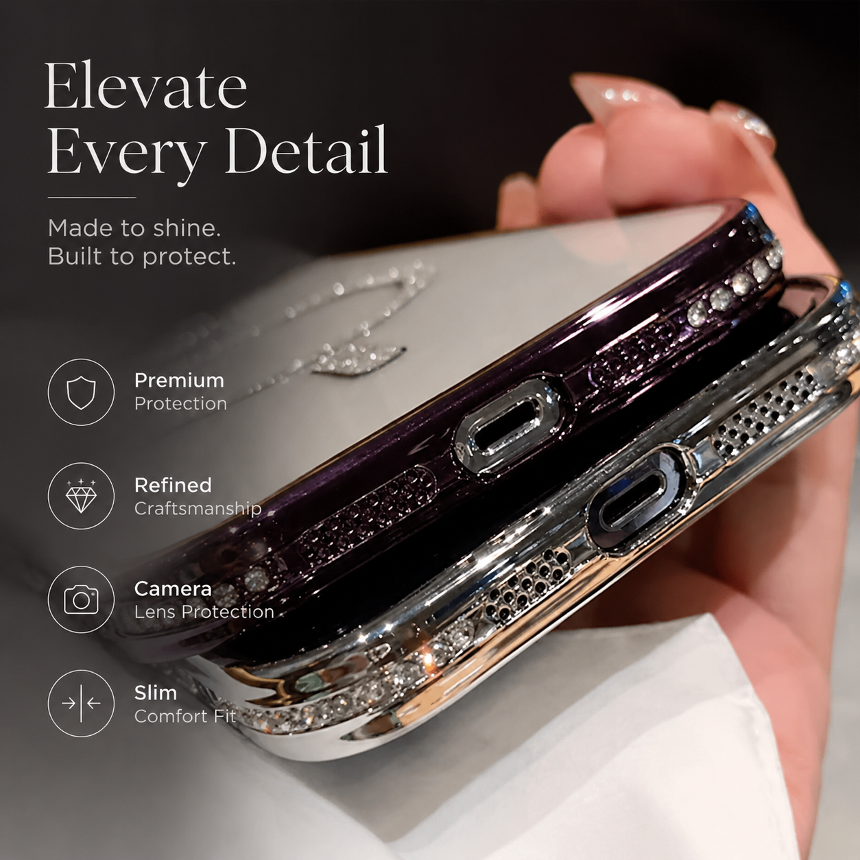 Premium iPhone Case MagSafe Compatible Transparent Glitter Diamond Cover Shockproof Bumper Ultra Thin Protection