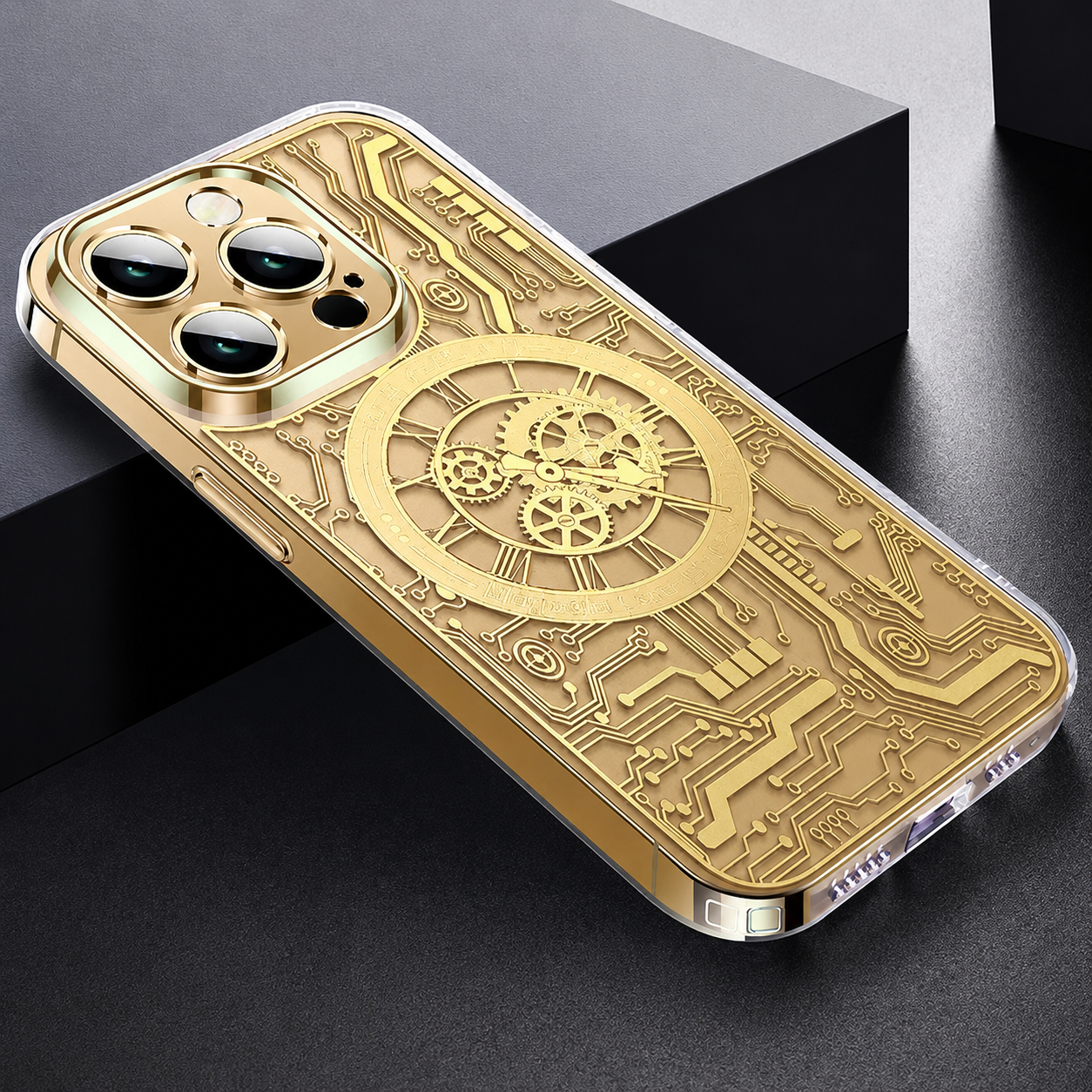 Premium iPhone Case MagSafe Compatible Transparent Mechanical Texture Cover Shockproof Bumper Protection