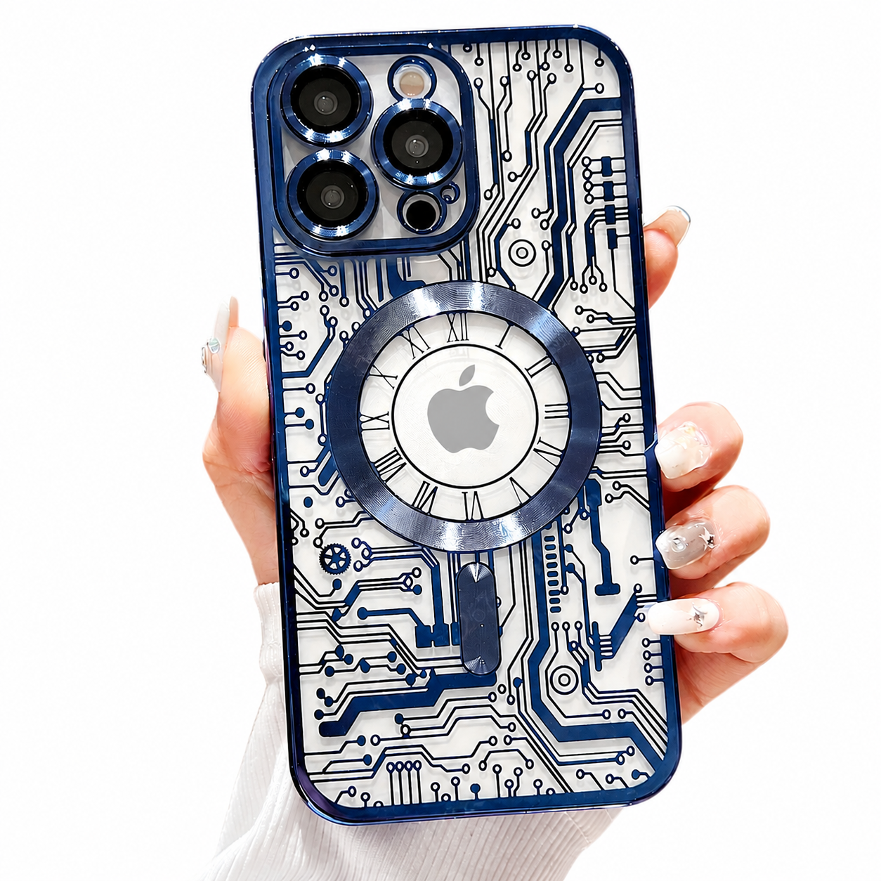 Premium iPhone Case MagSafe Compatible Transparent Mechanical Texture Cover Shockproof Bumper Protection
