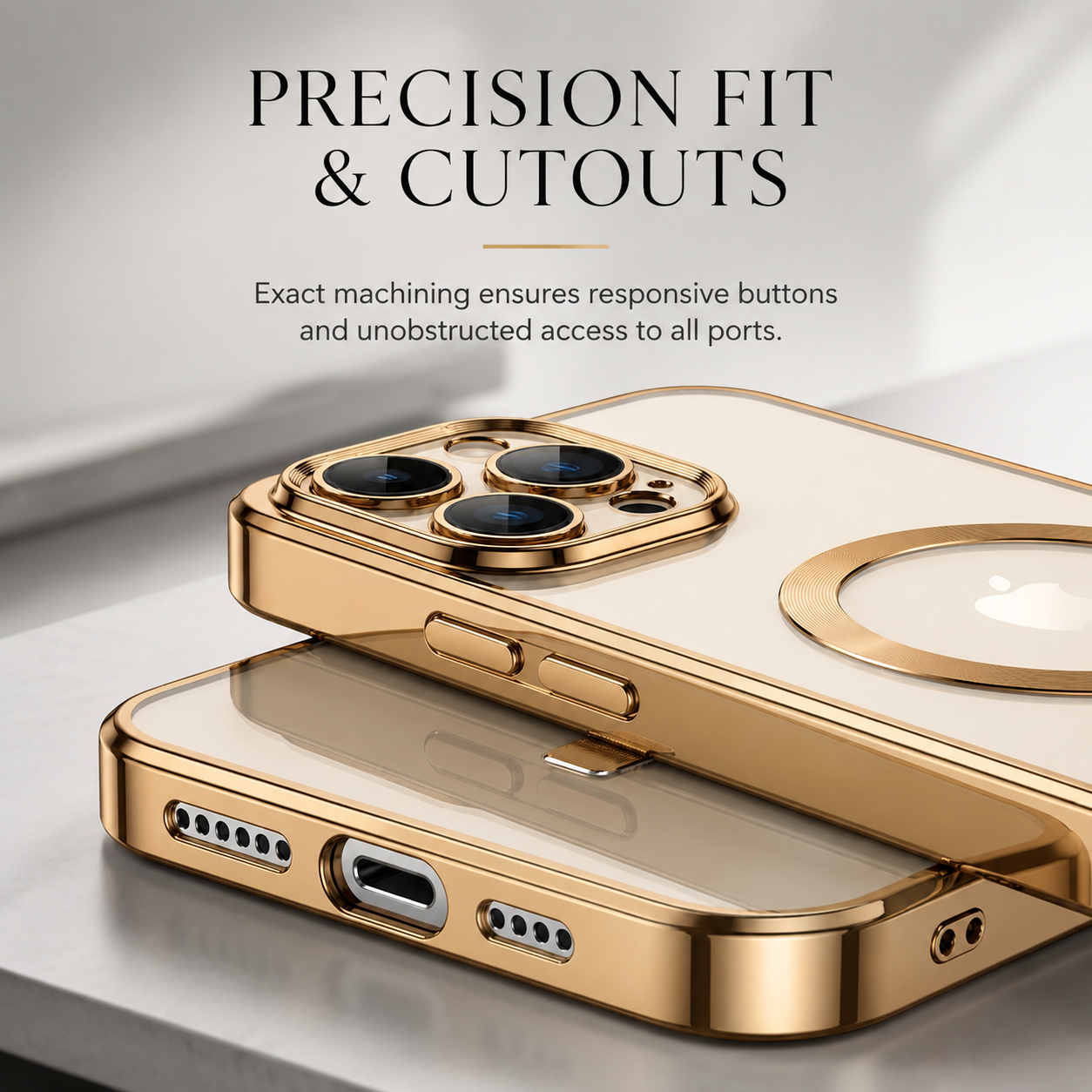 Premium iPhone Case MagSafe Compatible Transparent TPU Cover Desert Gold Shockproof Slim Design