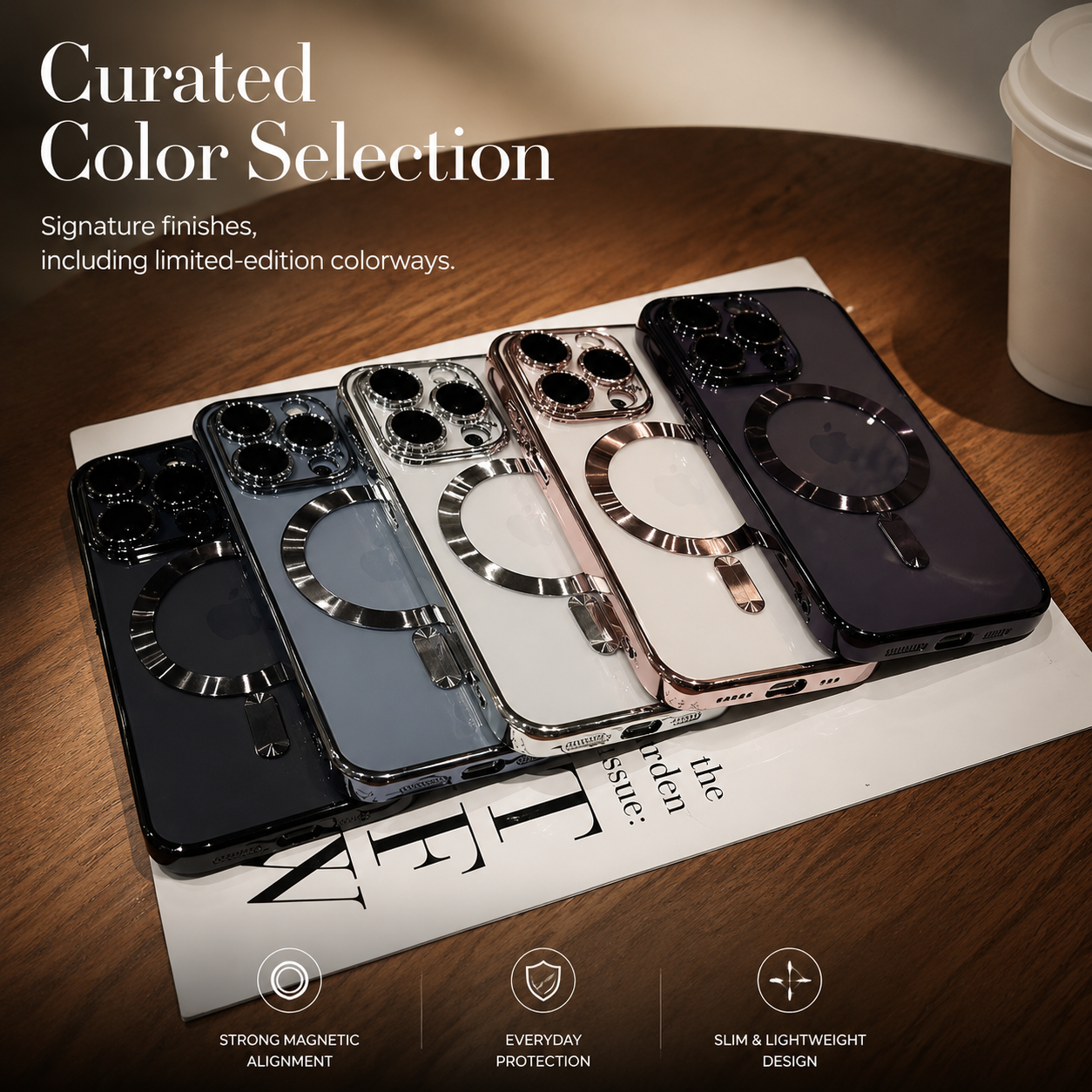 Premium iPhone Case MagSafe Compatible Transparent TPU Cover Desert Gold Shockproof Slim Design