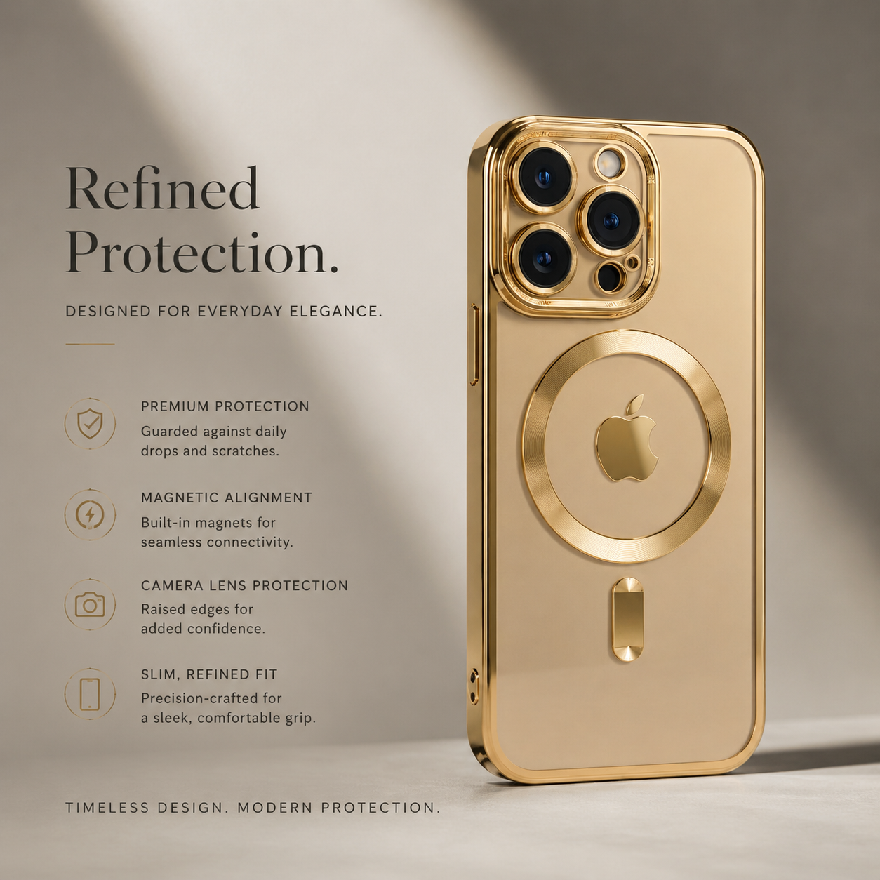 Premium iPhone Case MagSafe Compatible Transparent TPU Cover Desert Gold Shockproof Slim Design