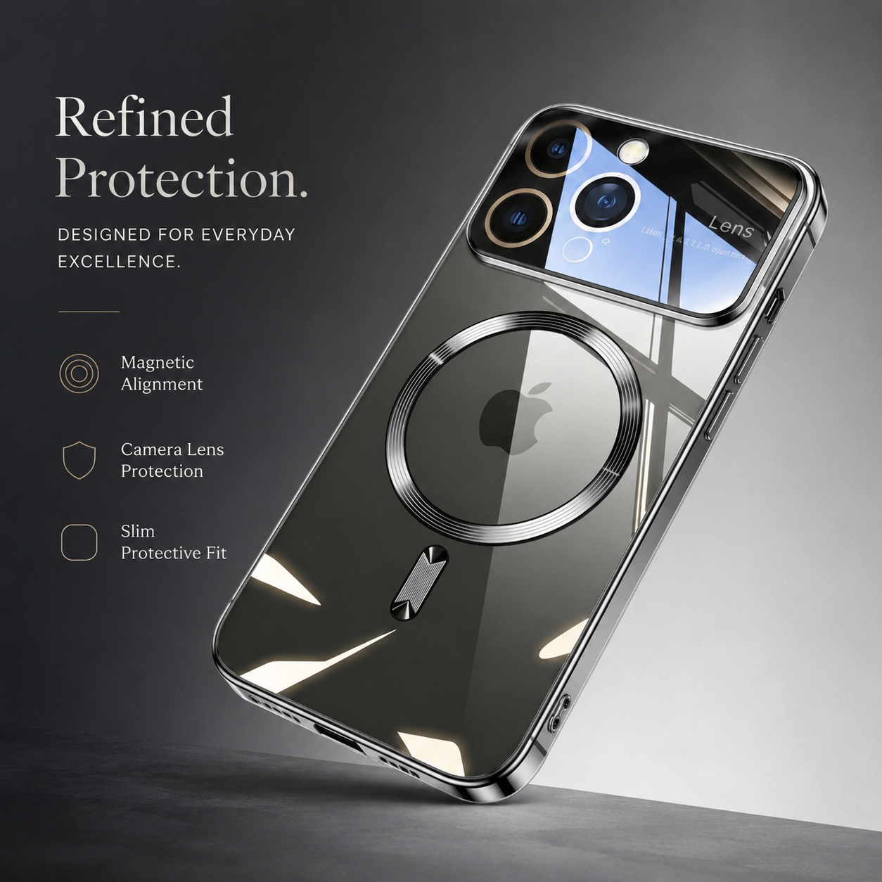 Premium iPhone Case MagSafe Compatible Transparent Tempered Glass Cover Ultra Thin Protection