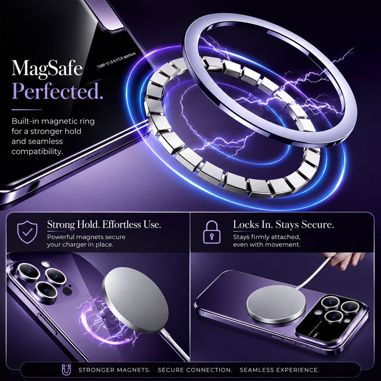Premium iPhone Case MagSafe Compatible Transparent Tempered Glass Cover Ultra Thin Protection