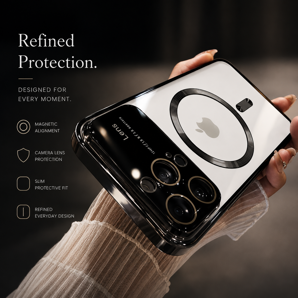 Premium iPhone Case MagSafe Compatible Transparent Tempered Glass Cover Ultra Thin Protection