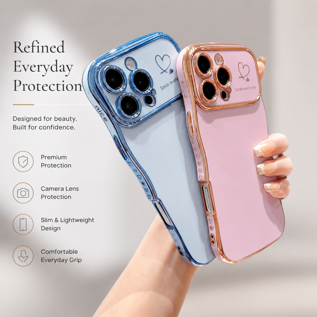 Premium iPhone Case MagSafe Compatible Transparent Wave Heart Cover Shockproof Camera Lens Protection Ultra Thin Design