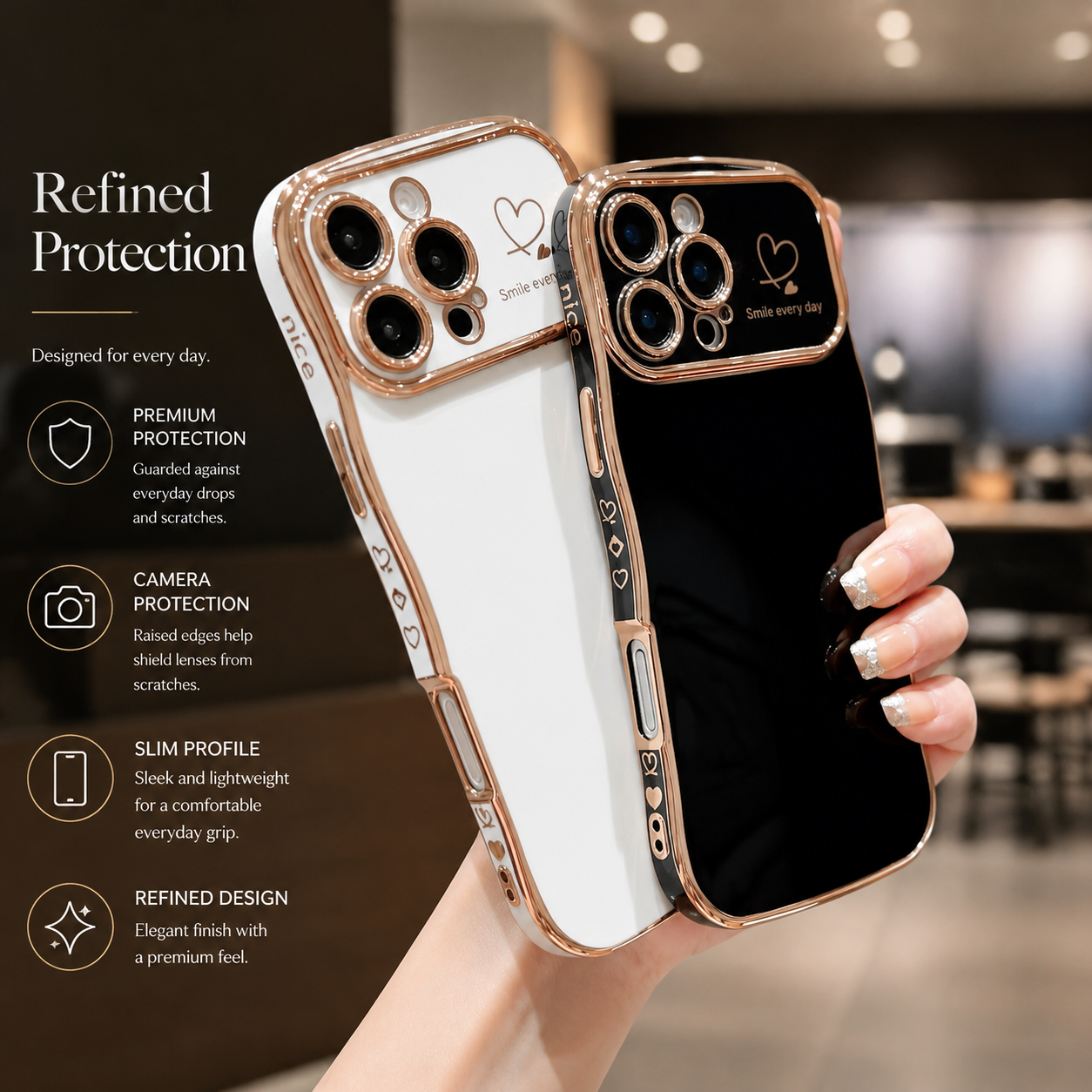 Premium iPhone Case MagSafe Compatible Transparent Wave Heart Cover Shockproof Camera Lens Protection Ultra Thin Design