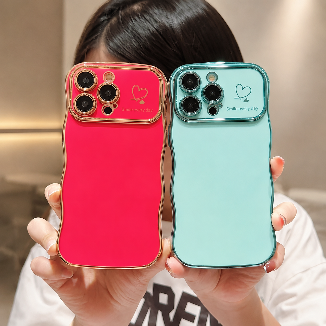 Premium iPhone Case MagSafe Compatible Transparent Wave Heart Cover Shockproof Camera Lens Protection Ultra Thin Design