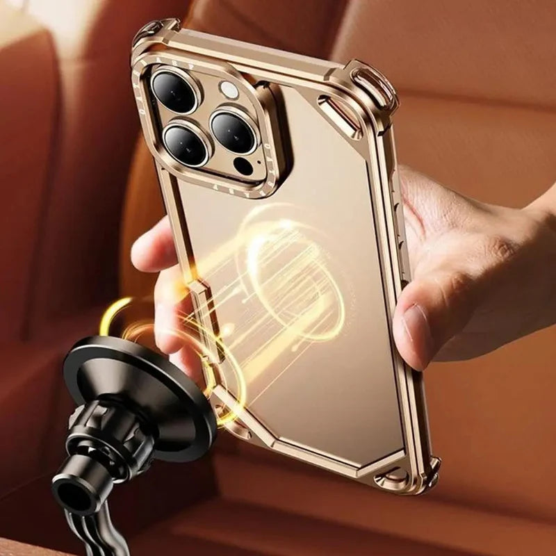 Premium iPhone Case MagSafe Compatible Ultra Thin Metal Bumper Cover Shockproof Protection