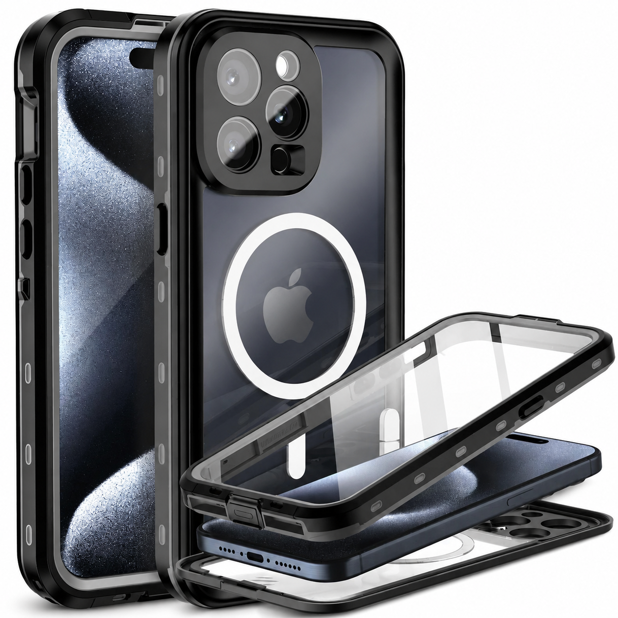 Premium iPhone Case MagSafe Compatible Waterproof IP68 Cover 360° Full Body Shockproof Protection