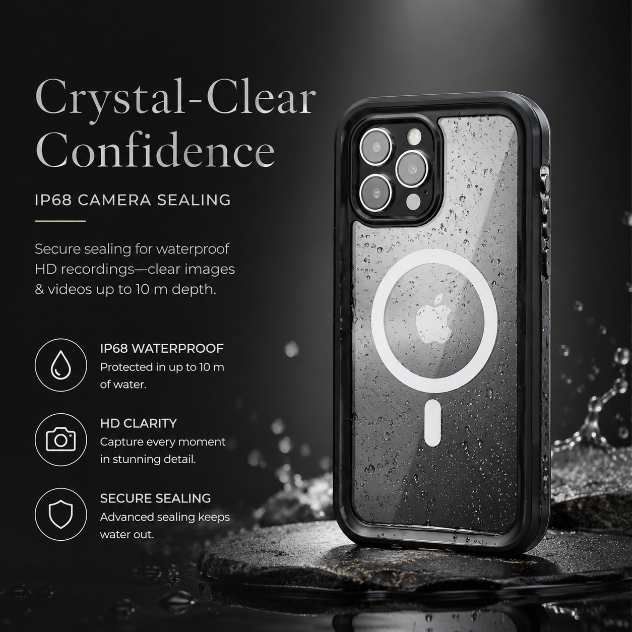 Premium iPhone Case MagSafe Compatible Waterproof IP68 Cover 360° Full Body Shockproof Protection