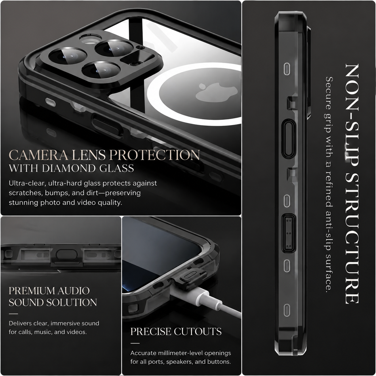 Premium iPhone Case MagSafe Compatible Waterproof IP68 Cover 360° Full Body Shockproof Protection