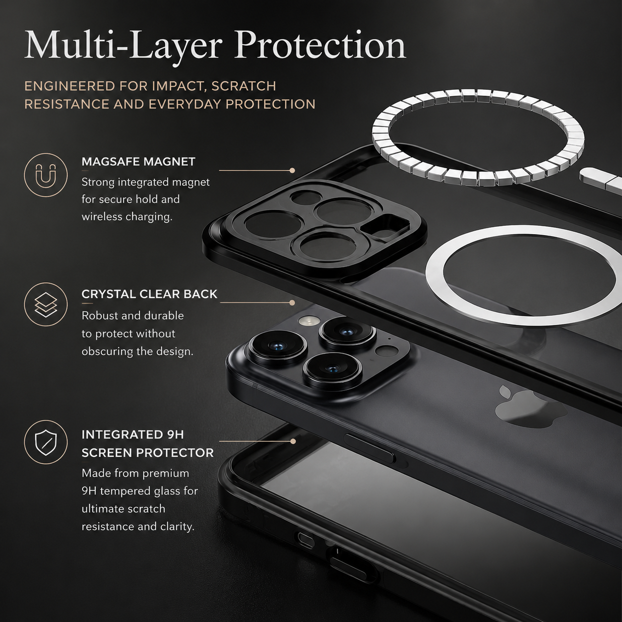 Premium iPhone Case MagSafe Compatible Waterproof IP68 Cover 360° Full Body Shockproof Protection