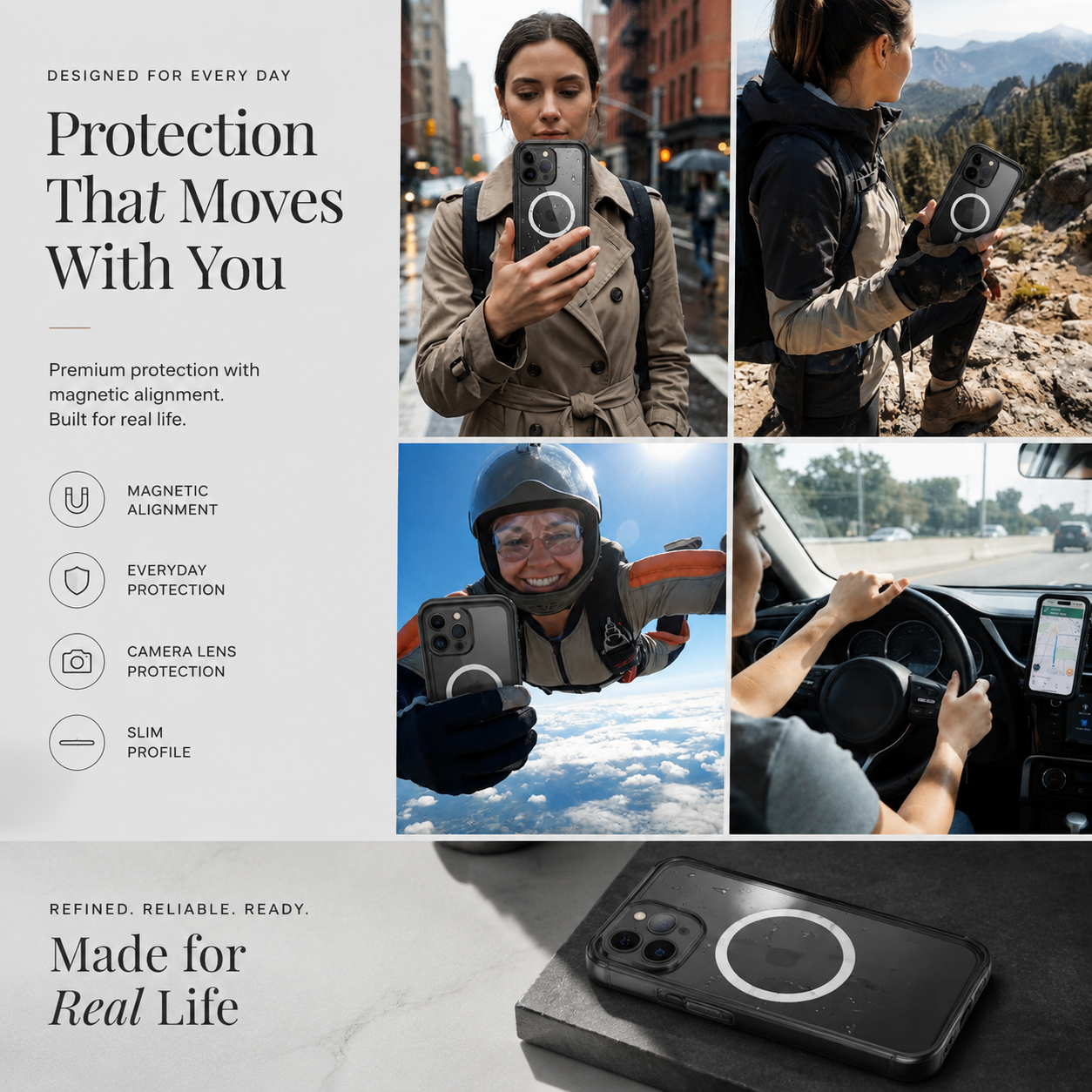 Premium iPhone Case MagSafe Compatible Waterproof IP68 Cover 360° Full Body Shockproof Protection