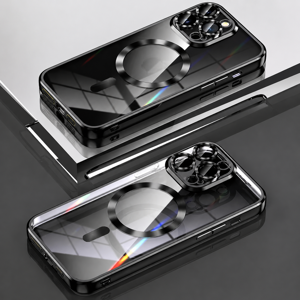 Premium iPhone Case MagSafe Transparent TPU Cover Magnetic Lens Protection Shockproof Anti Fingerprint Anti Scratch Full Coverage