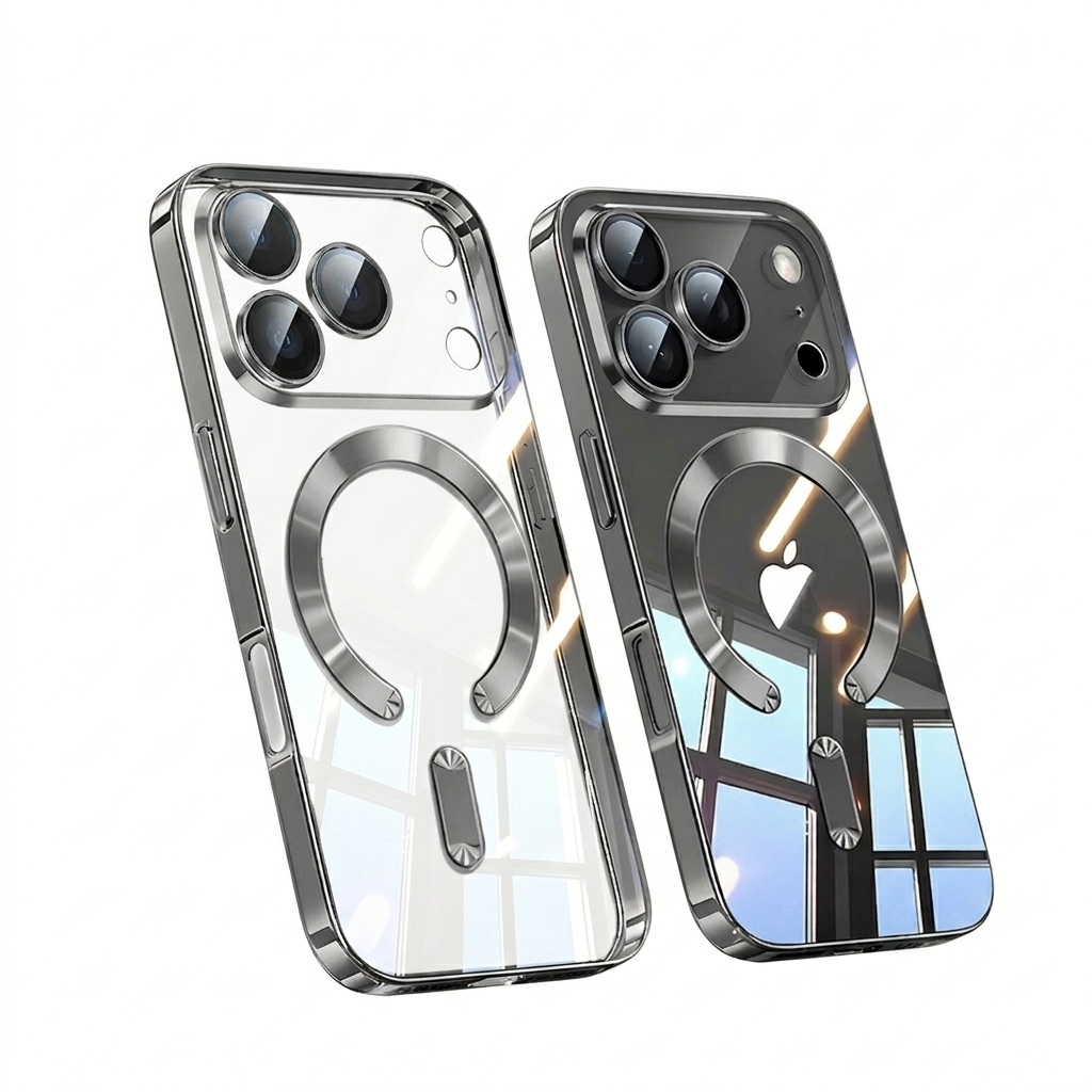 Premium iPhone Case Magnetic Clear Cover MagSafe Compatible Wireless Charging Soft TPU Shock Absorbing Slim Transparent Plating Full Coverage
