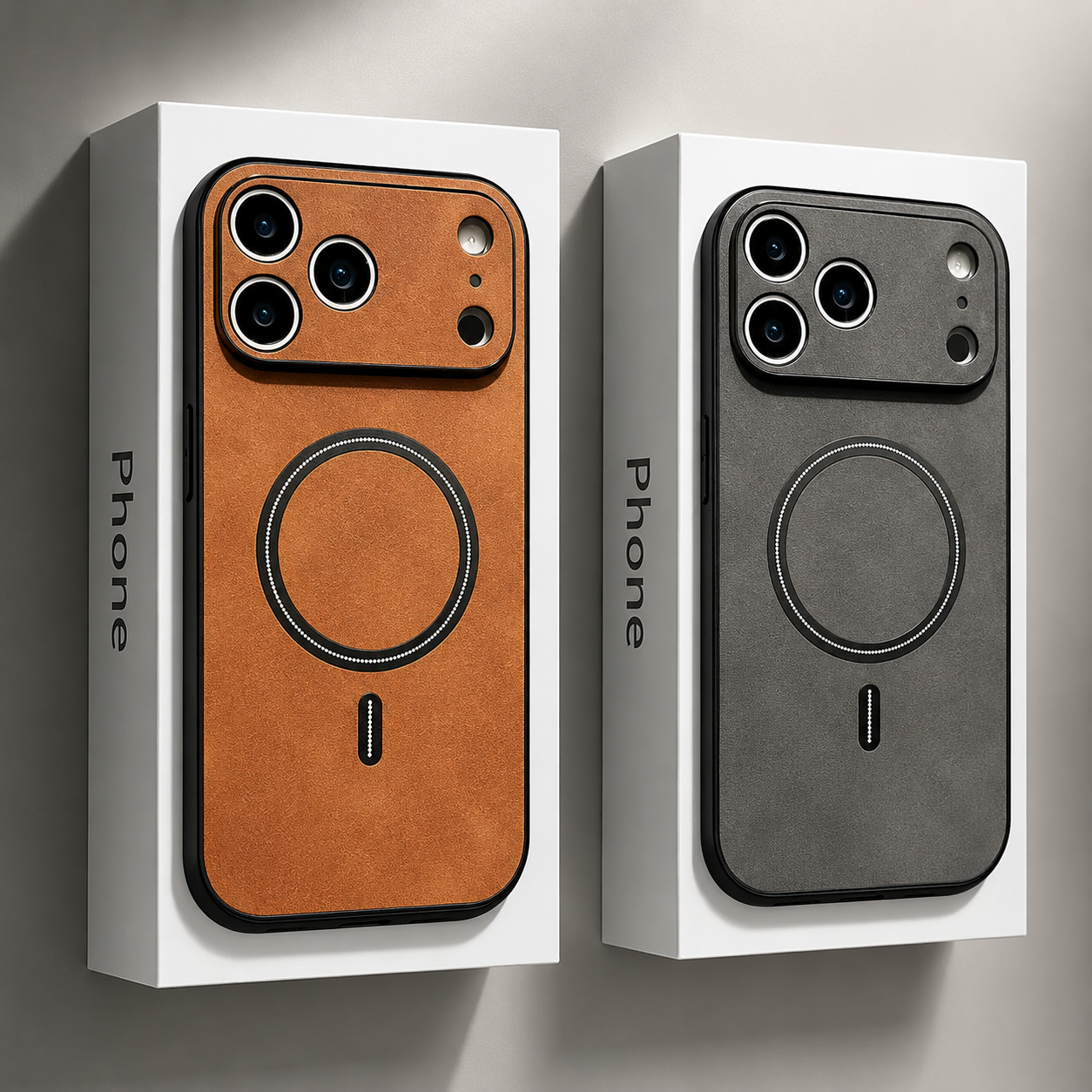 Premium iPhone Case Magnetic Leather Cover MagSafe Compatible Wireless Charging Shockproof Slim Full Coverage