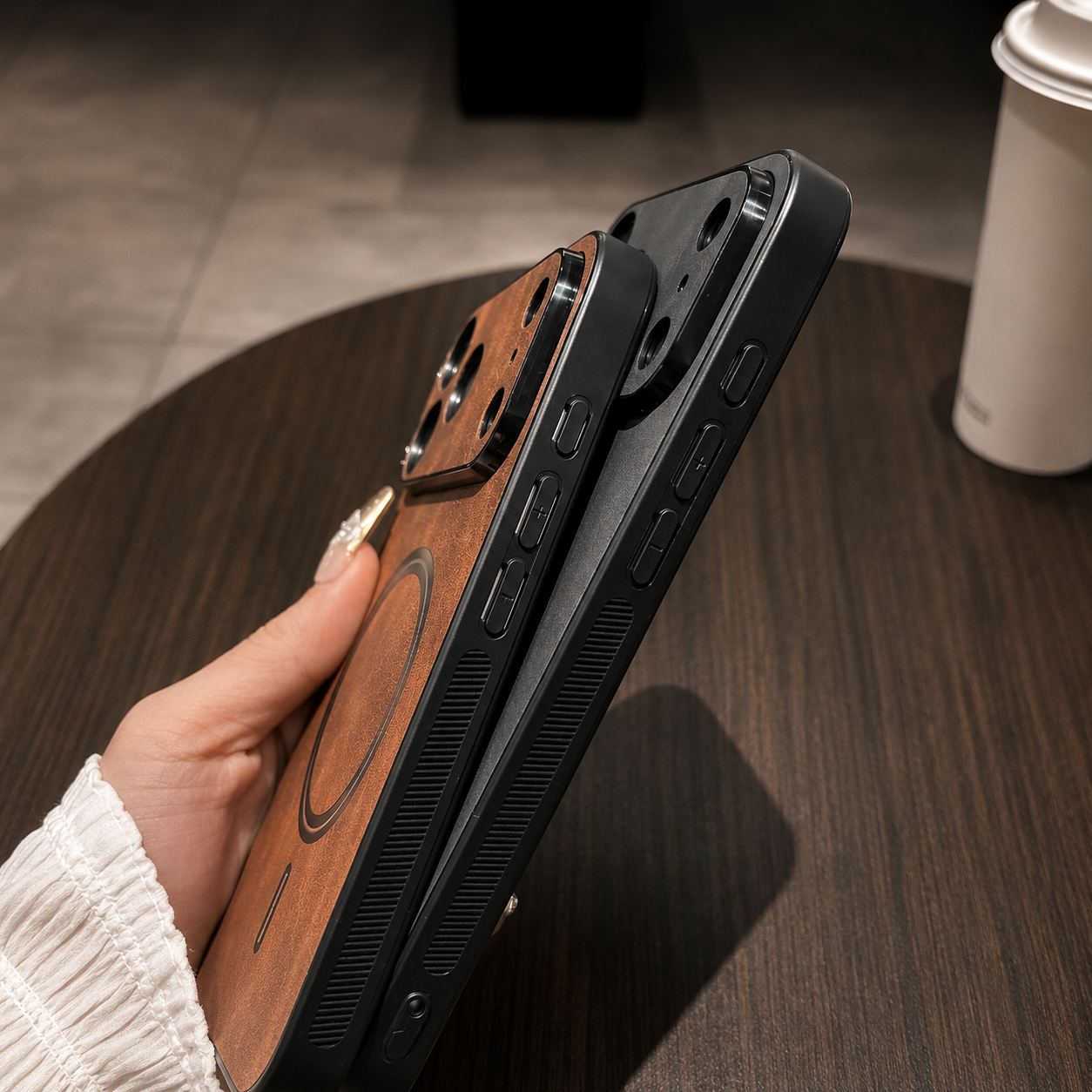 Premium iPhone Case Magnetic Leather Cover MagSafe Compatible Wireless Charging Shockproof Slim Full Coverage