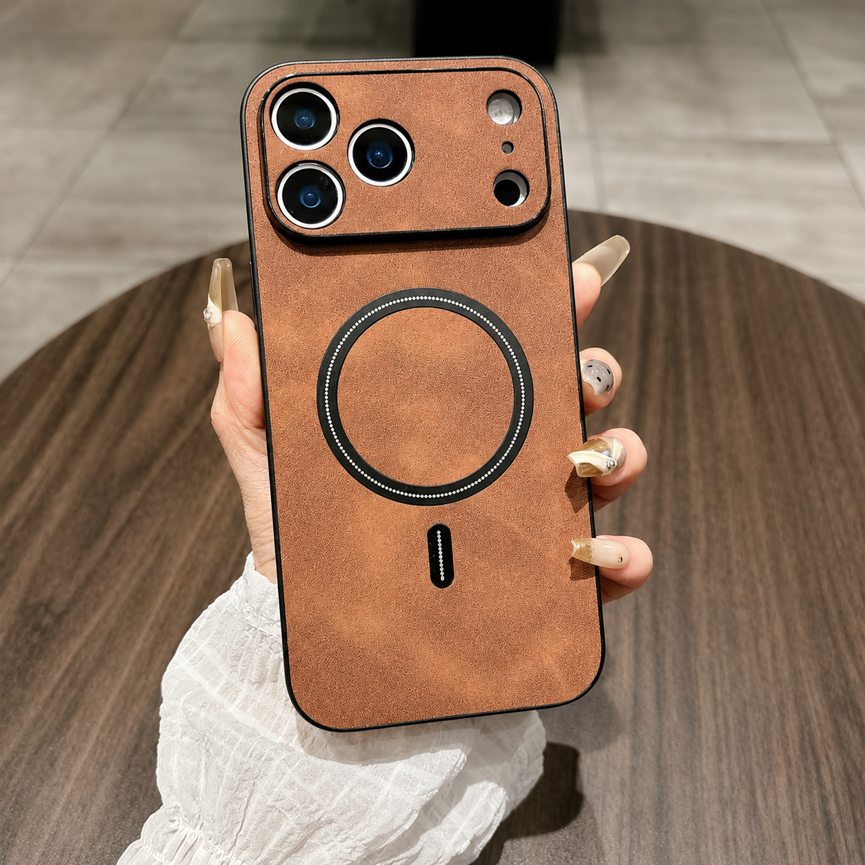 Premium iPhone Case Magnetic Leather Cover MagSafe Compatible Wireless Charging Shockproof Slim Full Coverage