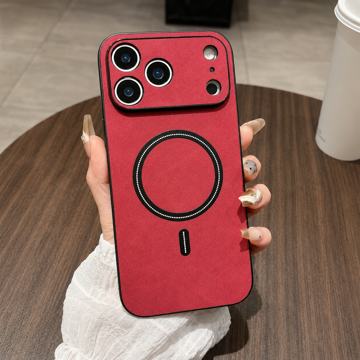 Premium iPhone Case Magnetic Leather Cover MagSafe Compatible Wireless Charging Shockproof Slim Full Coverage