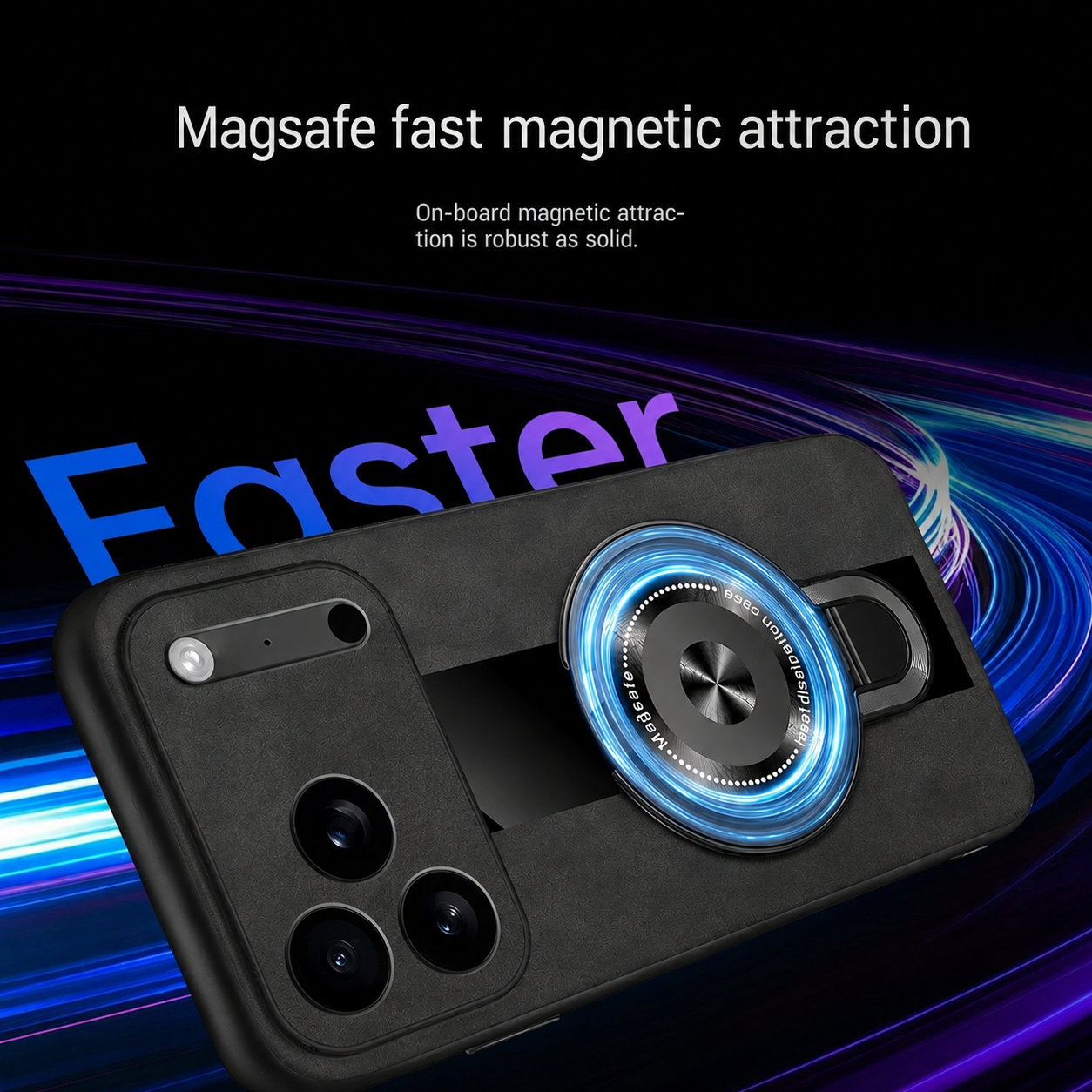 Premium iPhone Case Matte Fiber MagSafe Compatible Magnetic Ring Stand Shockproof Protective Cover