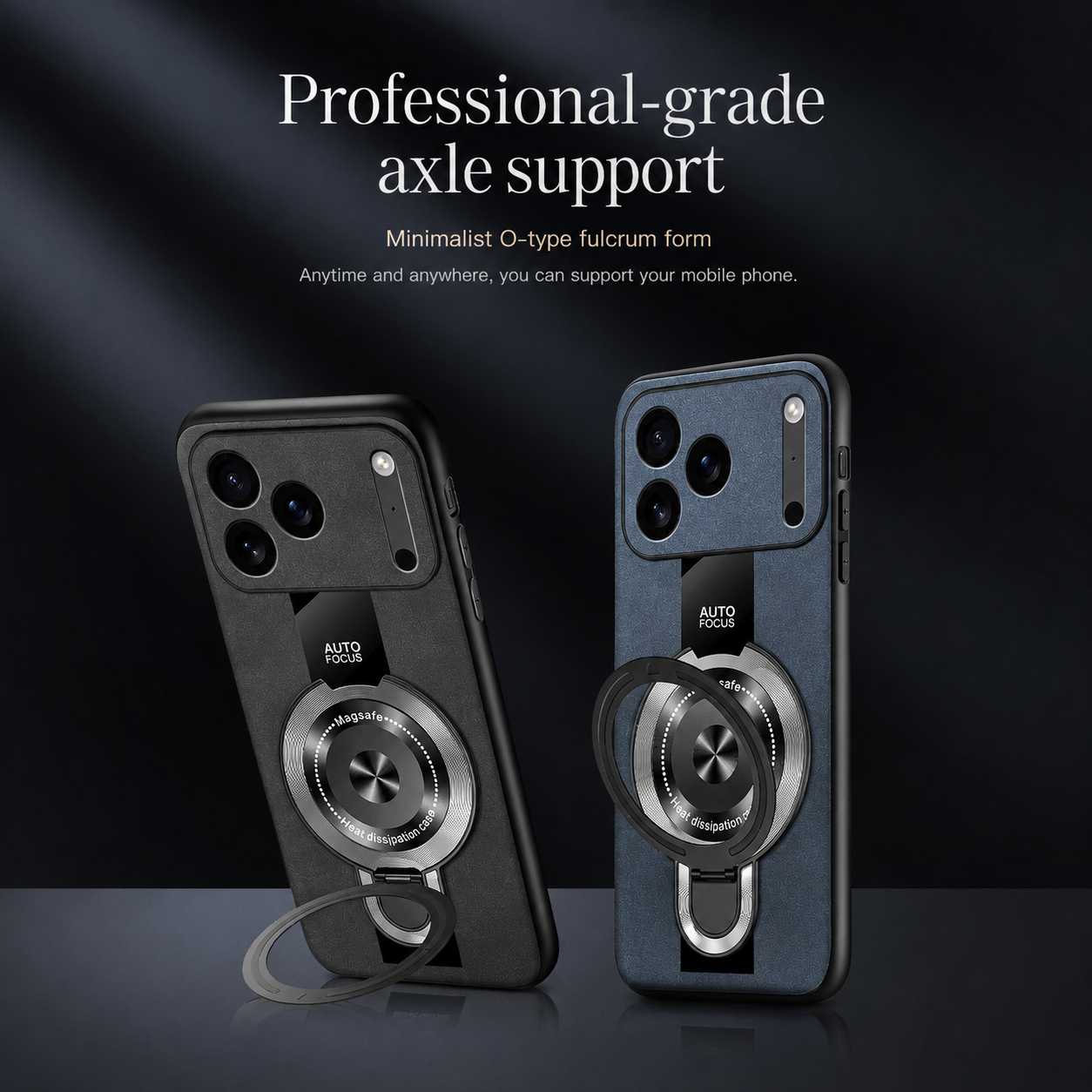 Premium iPhone Case Matte Fiber MagSafe Compatible Magnetic Ring Stand Shockproof Protective Cover