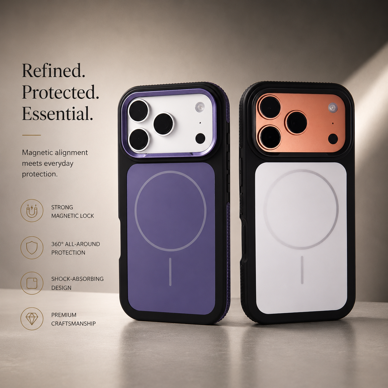 Premium iPhone Case Matte Frosted MagSafe Compatible Magnetic Armor Cover Shockproof PC TPU Protective Case