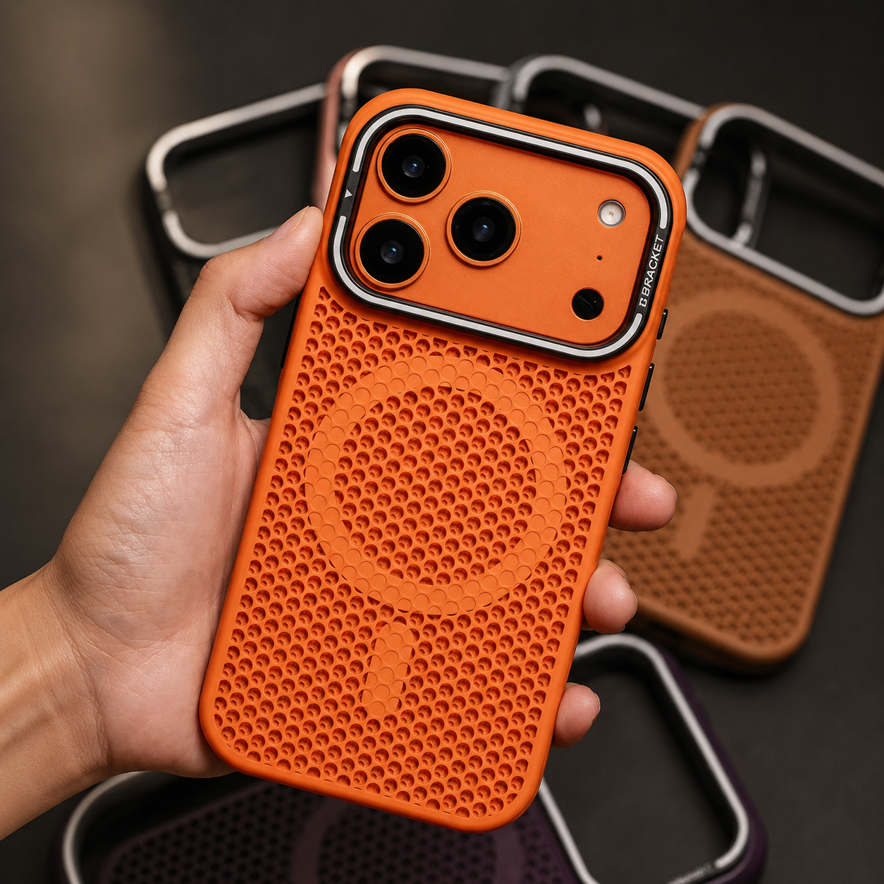 Premium iPhone Case Mesh Cooling Camera Mount Cover MagSafe Compatible Shockproof Protective Case