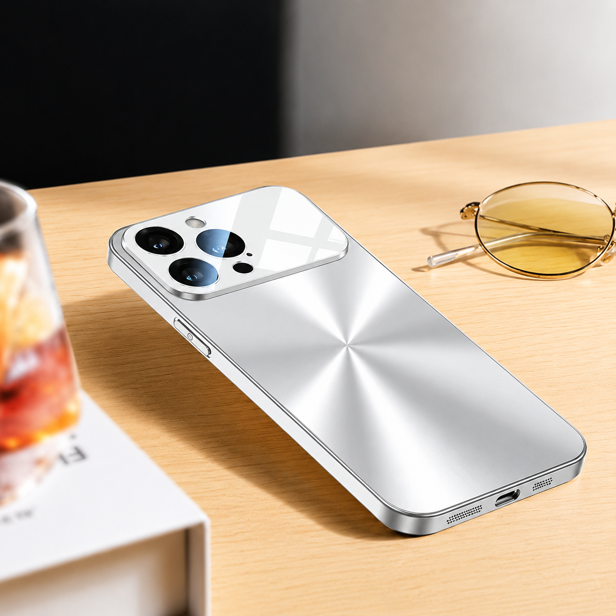Premium iPhone Case Metal Window Cover Shockproof Silicone Frame Camera Protection Heavy Duty Protective Case