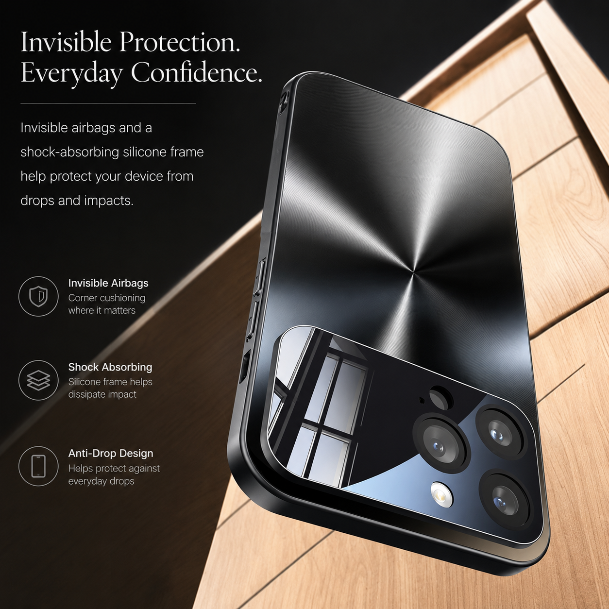 Premium iPhone Case Metal Window Cover Shockproof Silicone Frame Camera Protection Heavy Duty Protective Case