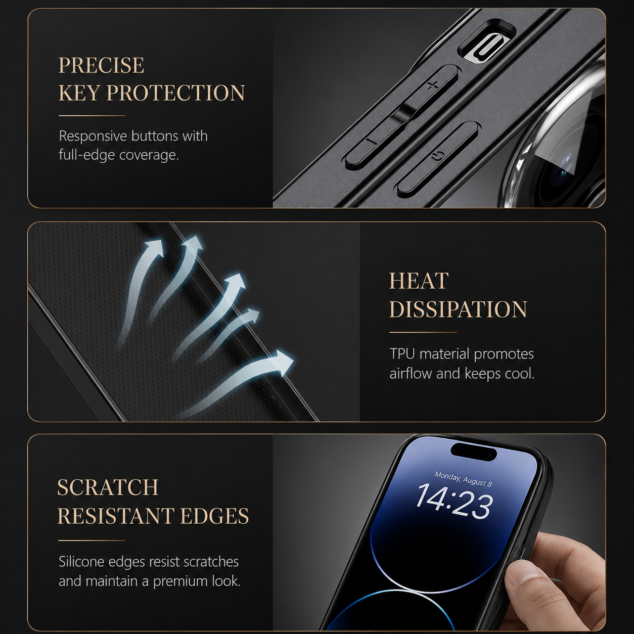 Premium iPhone Case Metal Window Cover Shockproof Silicone Frame Camera Protection Heavy Duty Protective Case