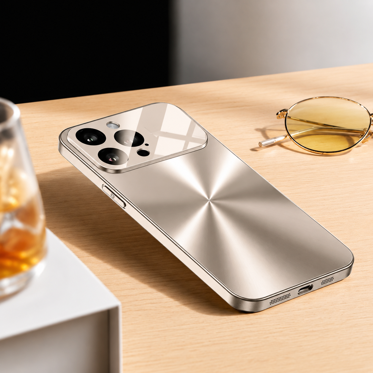 Premium iPhone Case Metal Window Cover Shockproof Silicone Frame Camera Protection Heavy Duty Protective Case