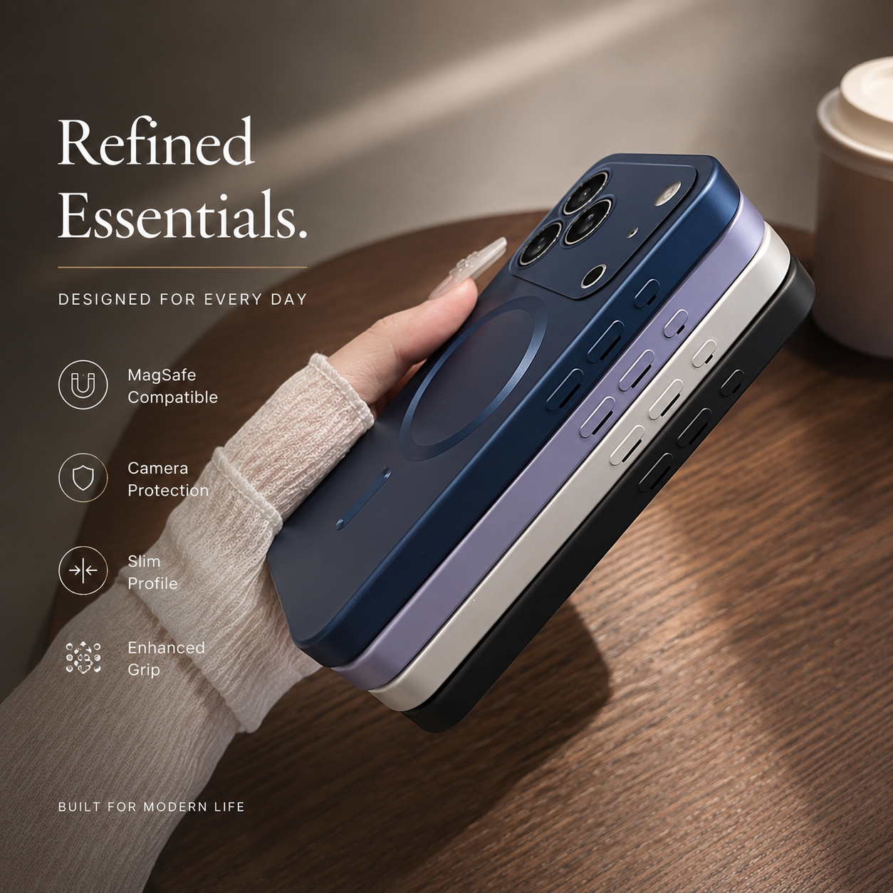 Premium iPhone Case Metallic Paint MagSafe Compatible Magnetic Cover Wireless Charging Lens Protection Protective Case