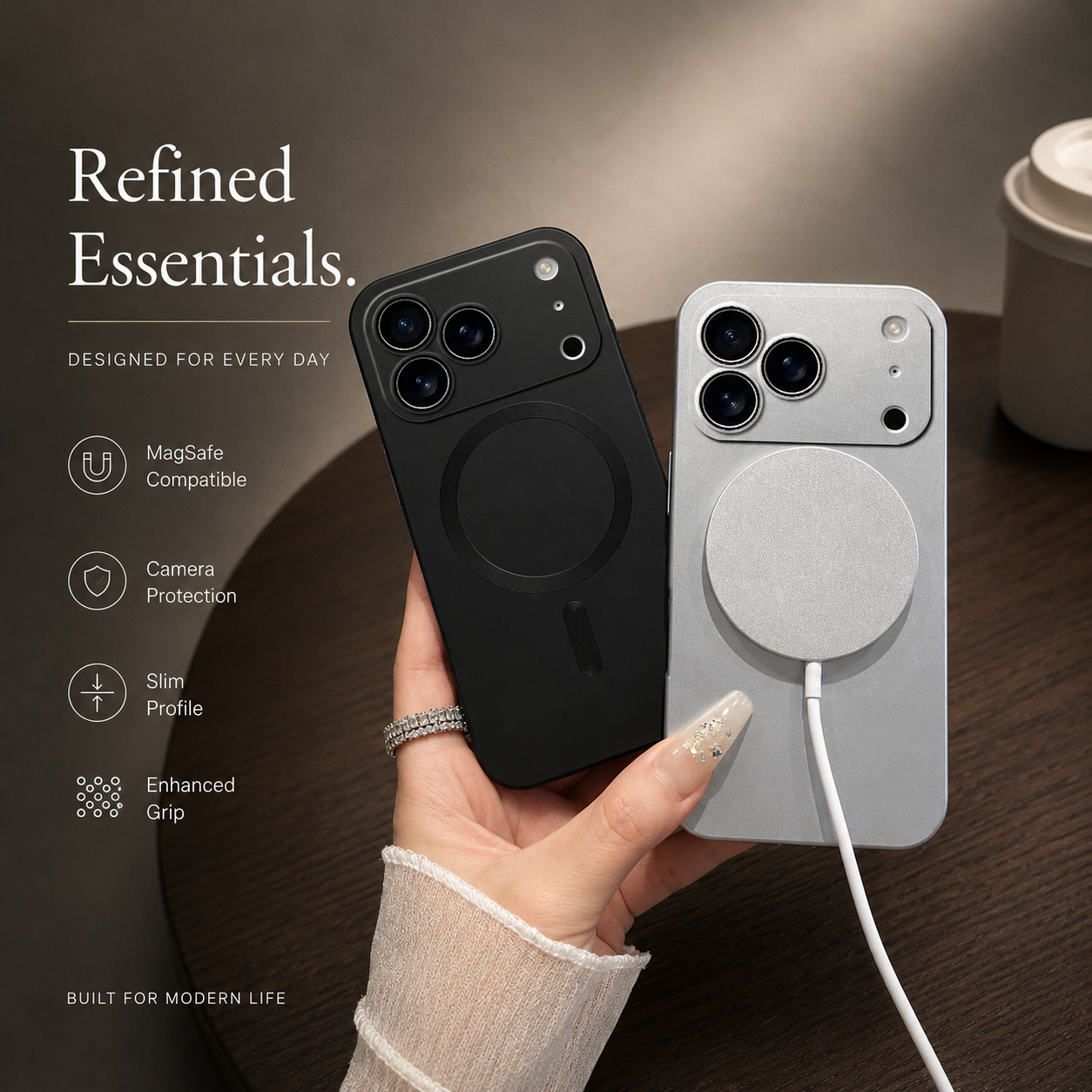 Premium iPhone Case Metallic Paint MagSafe Compatible Magnetic Cover Wireless Charging Lens Protection Protective Case