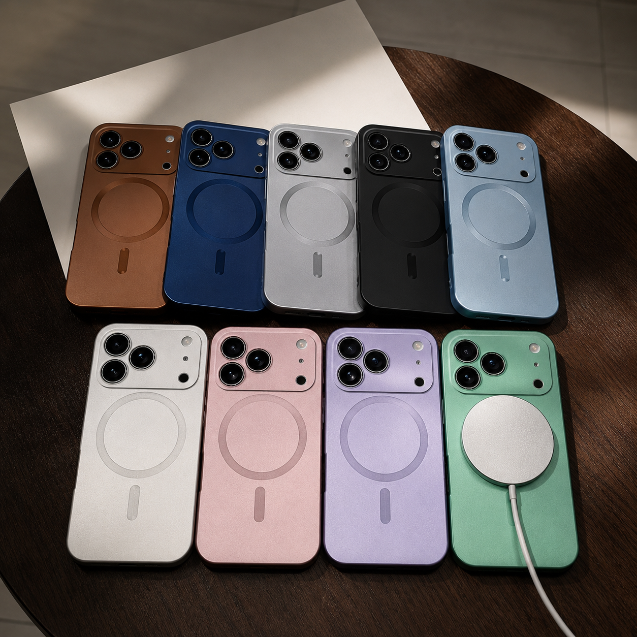 Premium iPhone Case Metallic Paint MagSafe Compatible Magnetic Cover Wireless Charging Lens Protection Protective Case