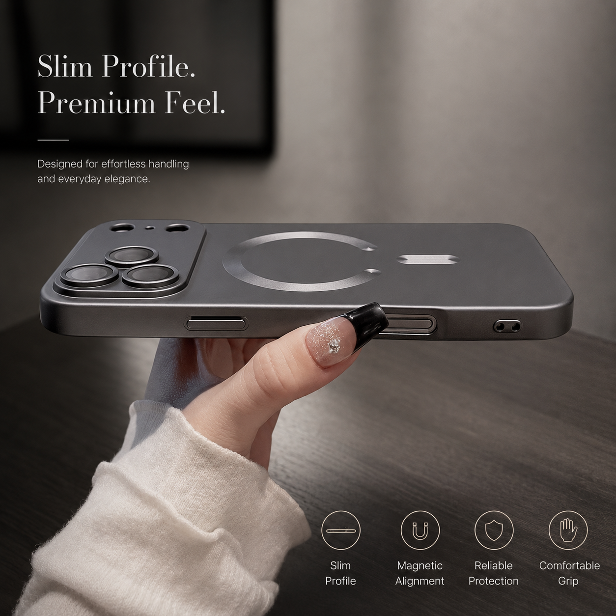 Premium iPhone Case Metallic Paint MagSafe Compatible Magnetic Cover Wireless Charging Lens Protection Protective Case