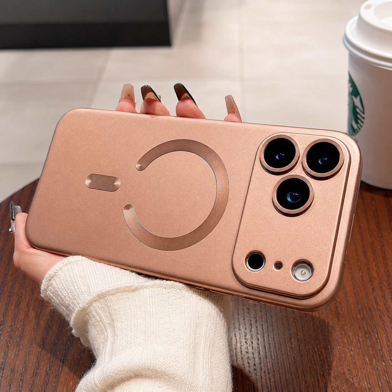 Premium iPhone Case Metallic Paint MagSafe Compatible Magnetic Cover Wireless Charging Lens Protection Protective Case