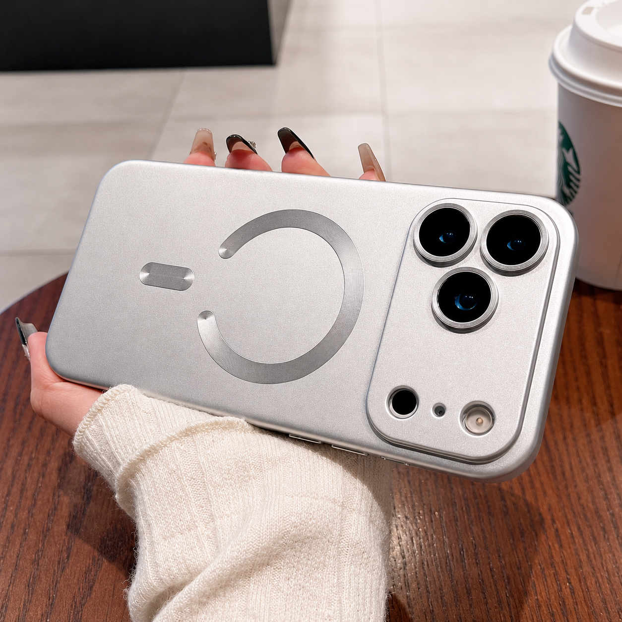 Premium iPhone Case Metallic Paint MagSafe Compatible Magnetic Cover Wireless Charging Lens Protection Protective Case