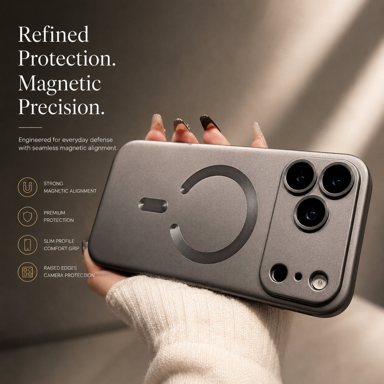 Premium iPhone Case Metallic Paint Magnetic Cover MagSafe Compatible Soft TPU Shockproof Lens Protection Case