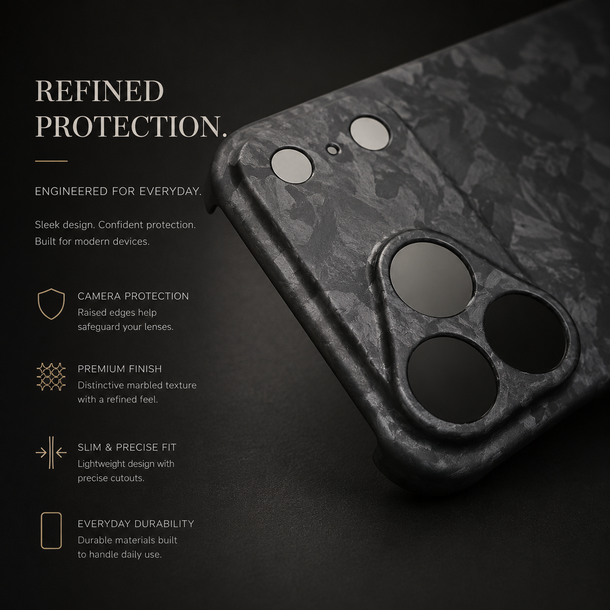 Premium iPhone Case Real Forged Carbon Fiber Lightweight Slim Cover Anti Fingerprint Non Slip Tough Protective Case