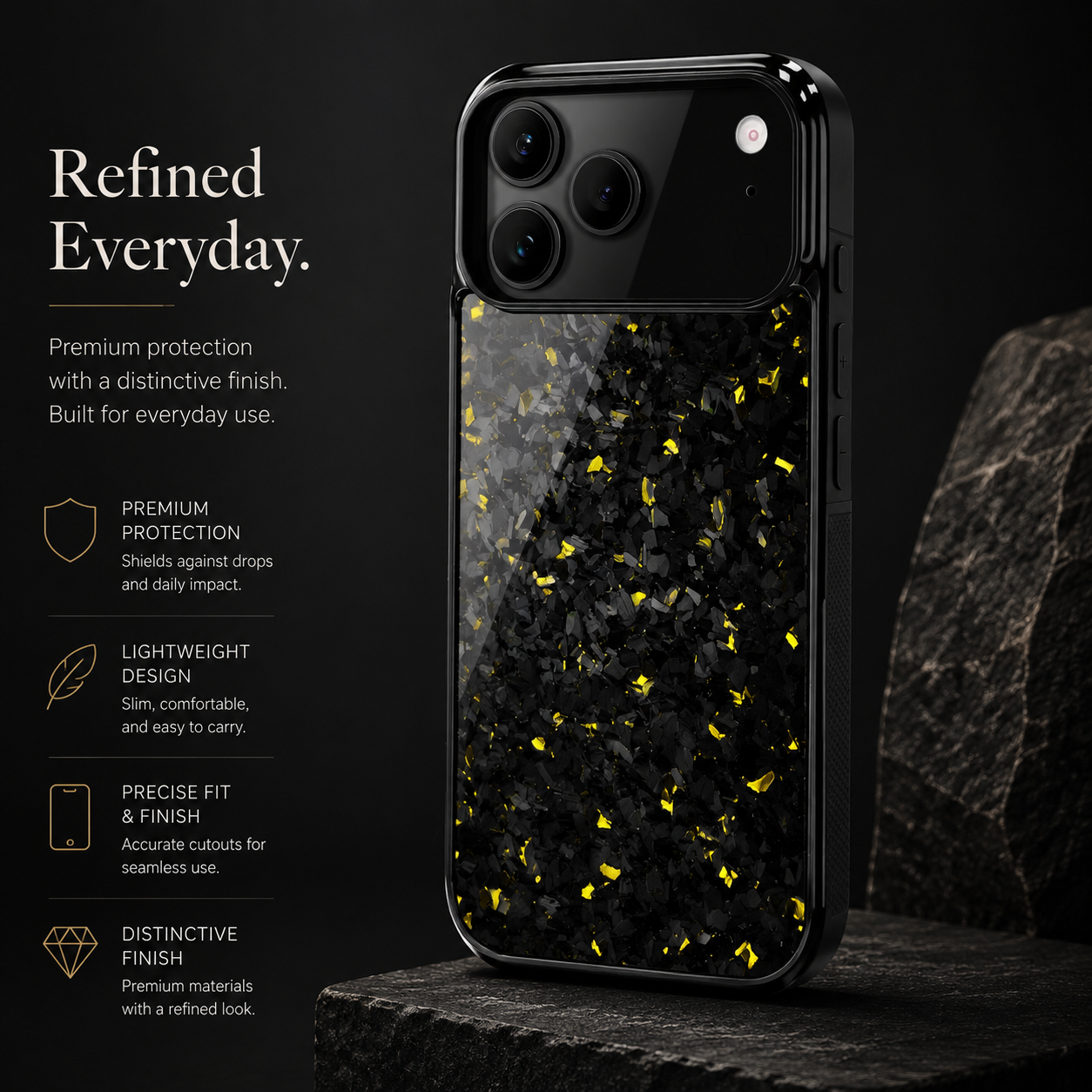 Premium iPhone Case Real Forged Carbon Fiber MagSafe Cover Shockproof TPU Hybrid Non Slip Full Coverage Protective Case