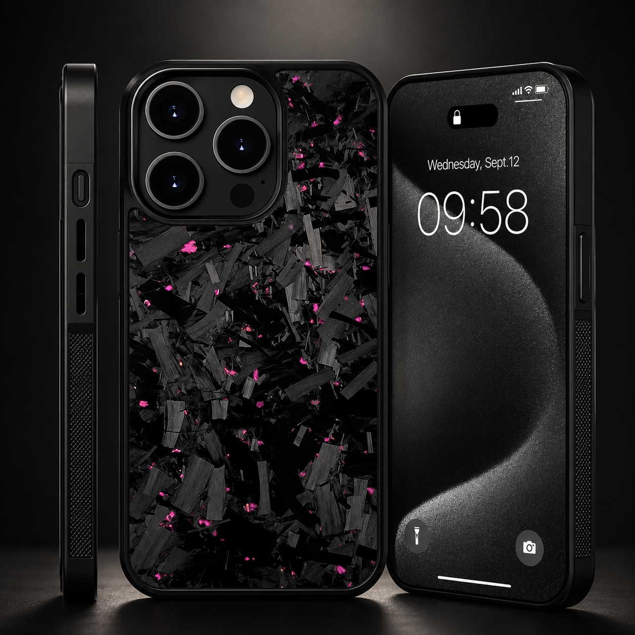 Premium iPhone Case Real Glossy Forged Carbon Fiber MagSafe Cover Textured TPU Hybrid Shockproof Lightweight Full Coverage Protective Case