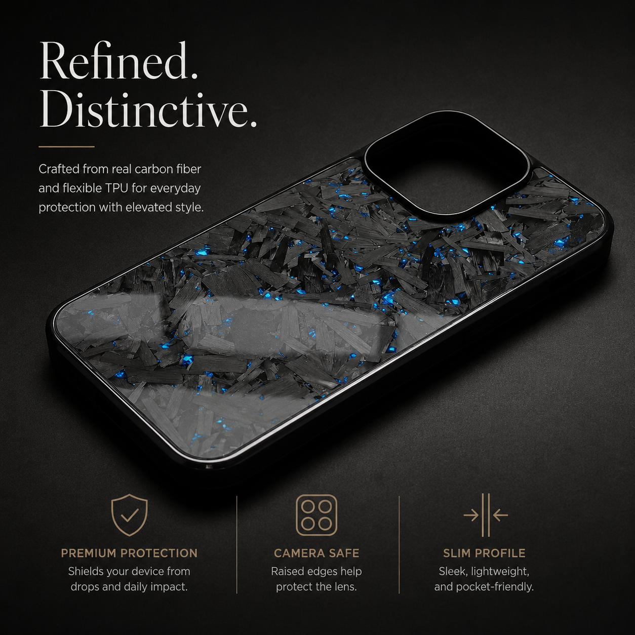 Premium iPhone Case Real Glossy Forged Carbon Fiber MagSafe Cover Textured TPU Hybrid Shockproof Lightweight Full Coverage Protective Case